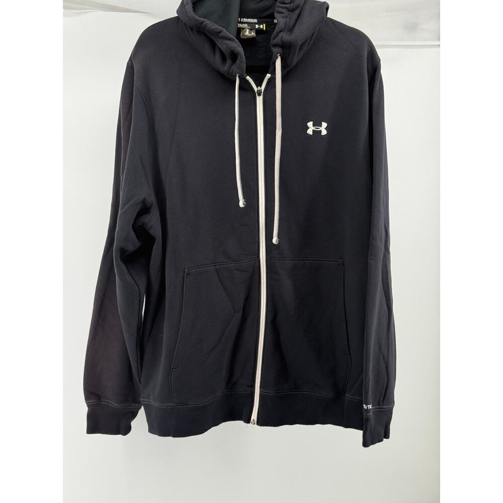 Under Armour Zip Hoodie Sweatshirt Fleece Athletic Black READ Size XL - Picture 2 of 11